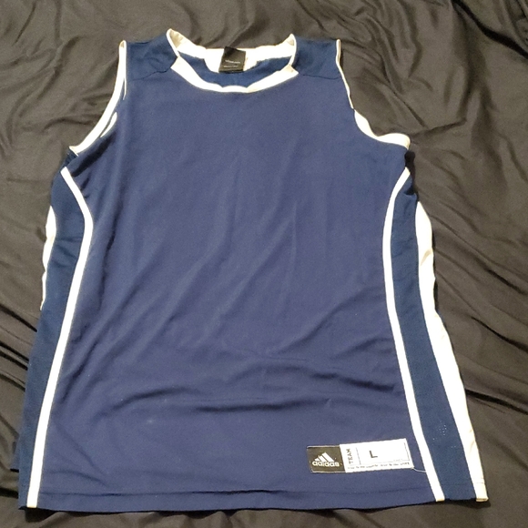 Adidas Navy and White Sleeveless Top Y2K - Picture 1 of 6